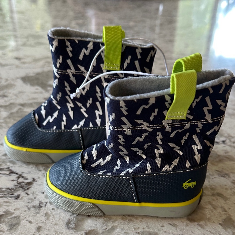 NWT See Kai Run Navy and Lime Lightning Boots size 5